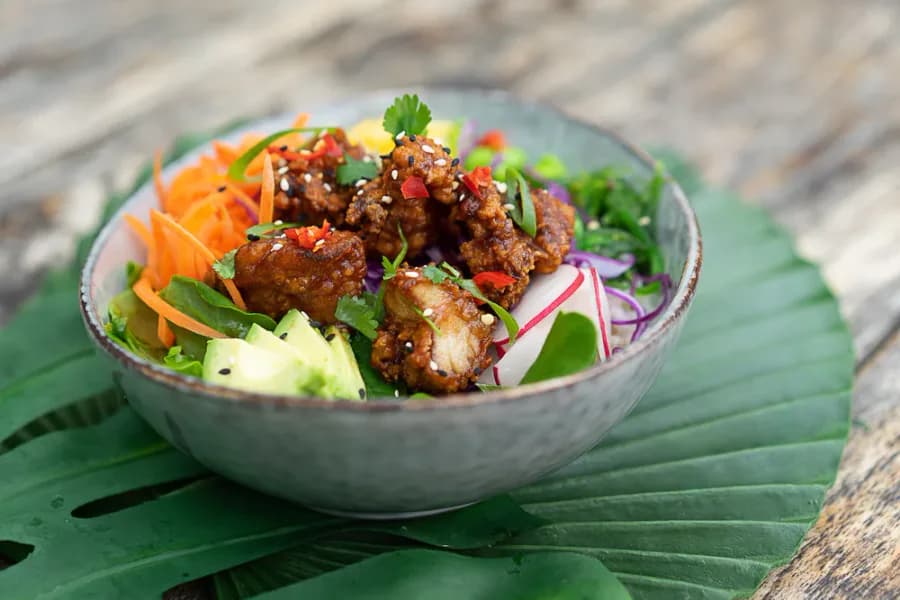 Katsu glazed chicken poke bowl from Kahakai Poké Bowls
